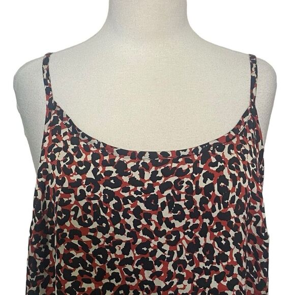 Sanctuary Womens Size XL Animal Print Satin Cami Tank Top Burgundy Cream Black - Picture 2 of 9